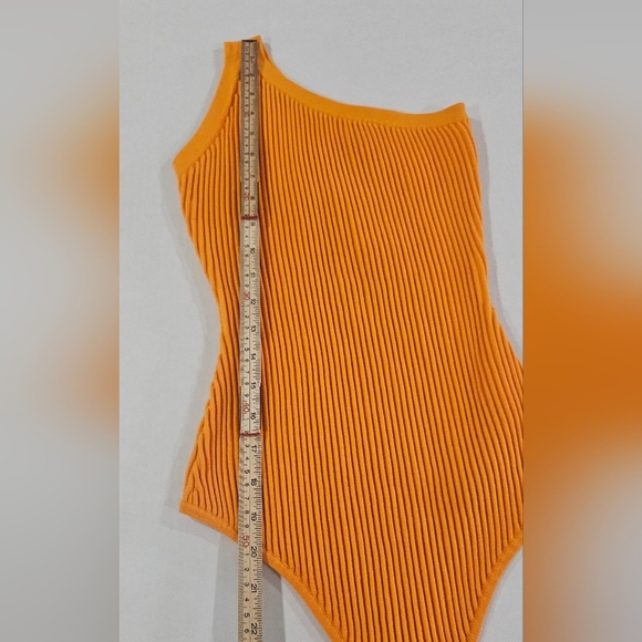 Guess Mel Ottoman One Shoulder Top Thong Bodysuit Small Orange Asymmetrical Top - Picture 7 of 10